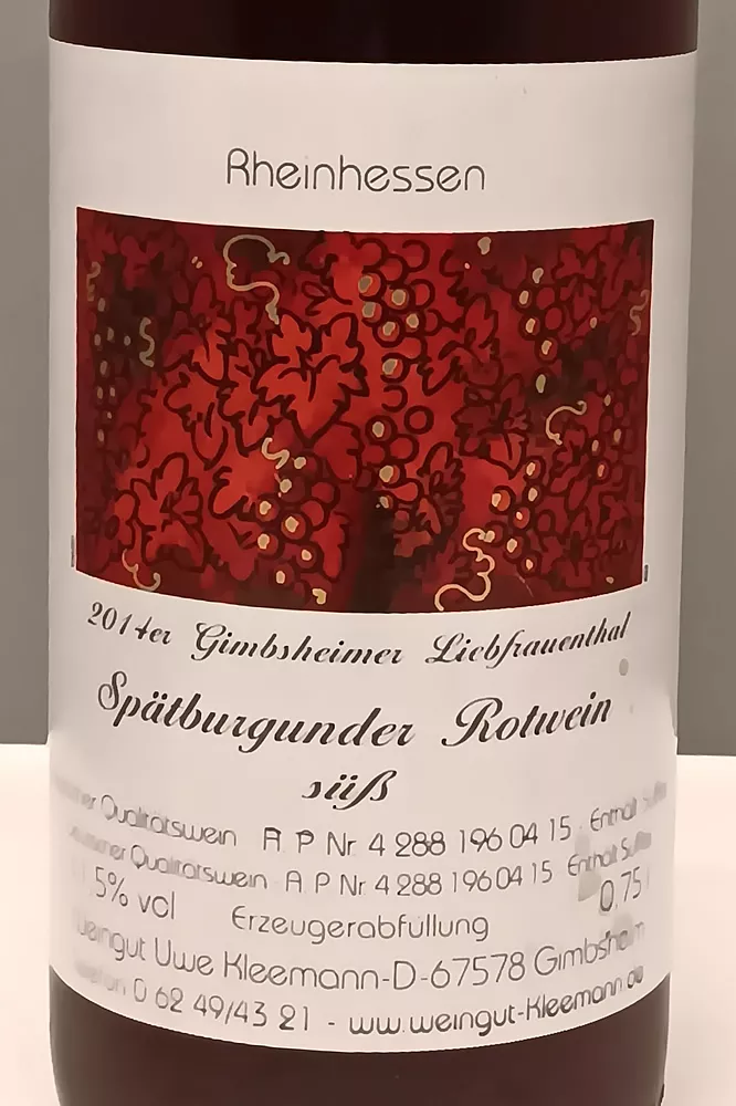 Weingut Uwe und Matthias Kleemann GbR - 2014er Spätburgunder süß
