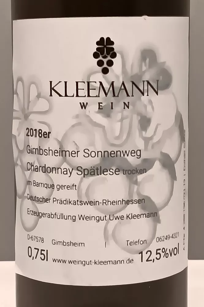 Weingut Uwe und Matthias Kleemann GbR - 2018er Chardonnay Spätlese Barrique